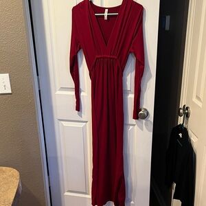 Maternity Red Long Sleeve Dress